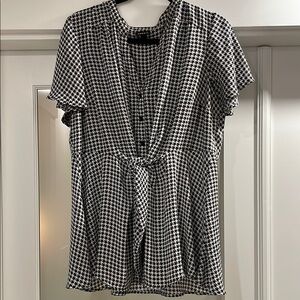 Torrid Black and White Tie Front Blouse
